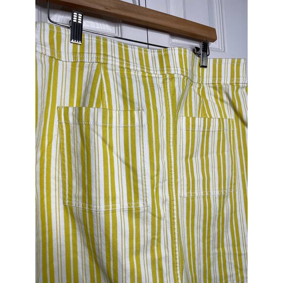 NEW LOFT Skirt Womens 14 Yellow White Striped Mini Denim Cotton Blend - Picture 5 of 6
